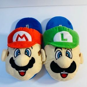 Super Mario Brothers Slippers Mario Luigi Kids Size L 2 -3
